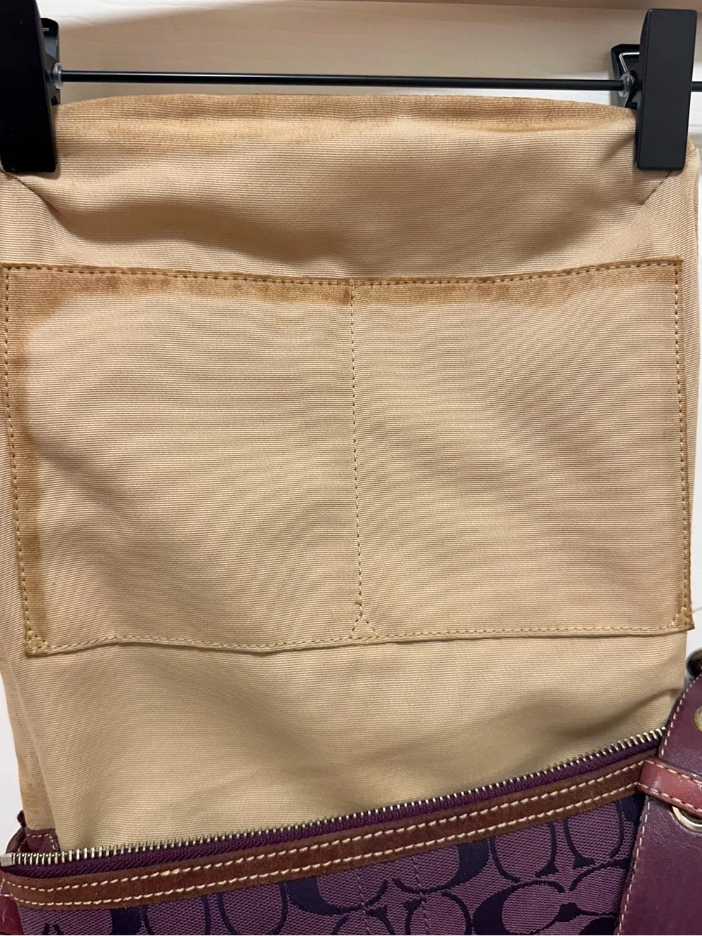 Coach Signature Jacquard‎ Suede Tassel Shoulder Crossbody Bag Plum Purple Y2K